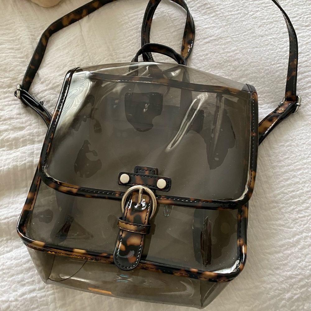 Clear Small Backpack With Leopard Trim ✨